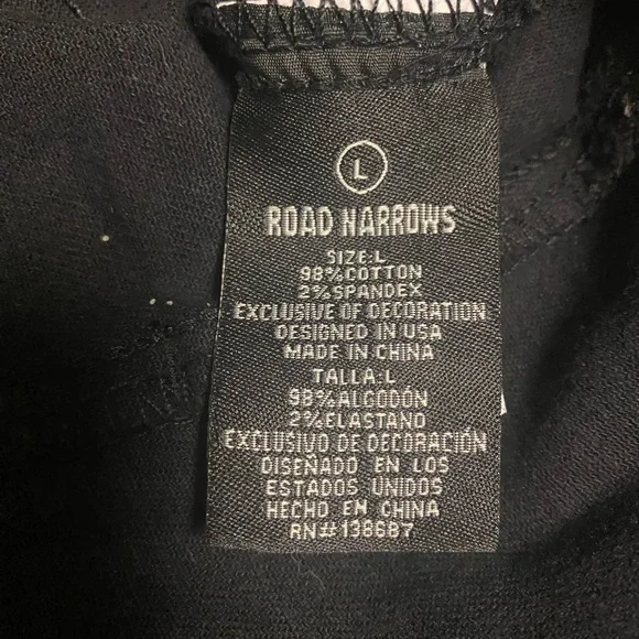 Road Narrows NYC Black Denim Button Down Jacket Size L Embroidered Distressed - Picture 7 of 16